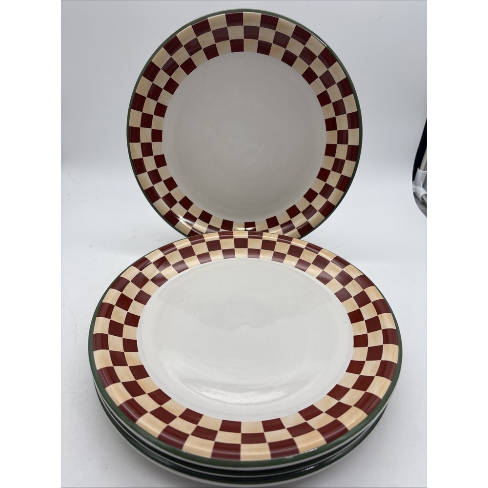 Zak! Designs Debbie Mumm Folk Art Santas Set of 4 Dinner Plates